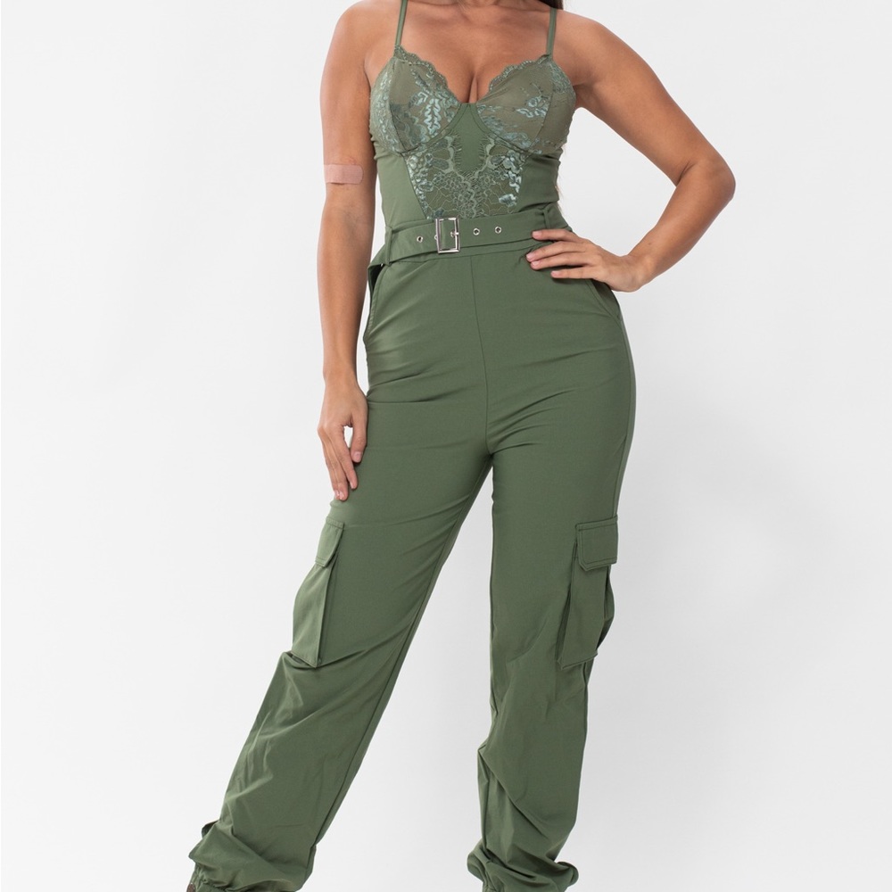 Spaghetti Strapped Cargo Jumpsuit